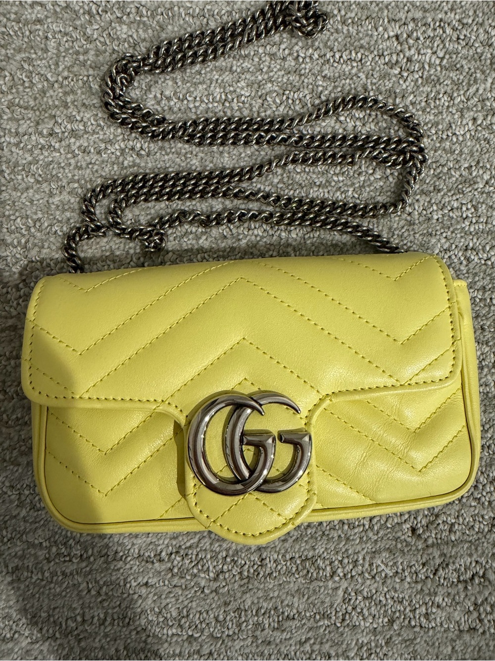 Gucci Yellow Quilted GG Marmont Mini Crossbody